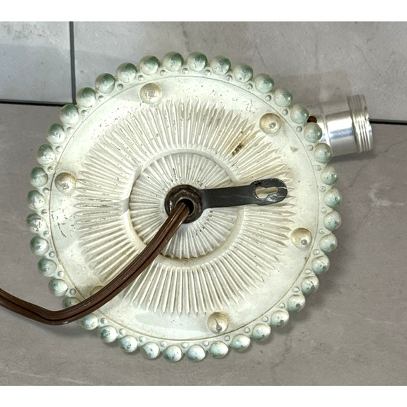 Vintage 1930s Art Deco Green Frosted Glass Wall Sconce Hobnail Beaded Backplate - Picture 10 of 12